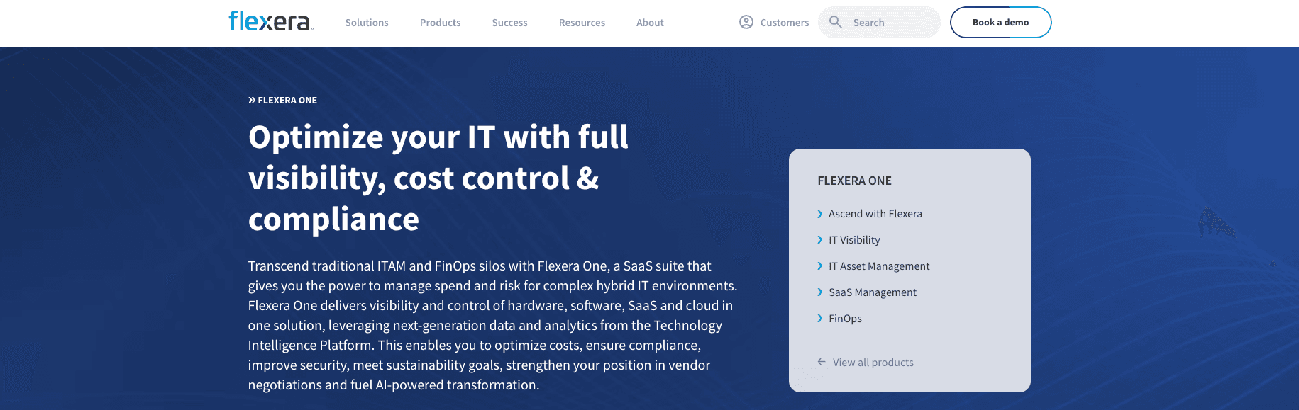 screenshot showing Flexera One homepage