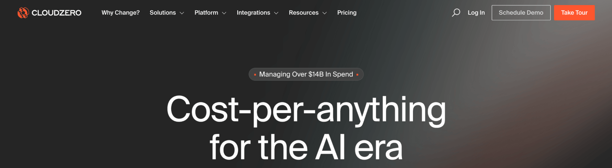 screenshot showing cloudzero homepage