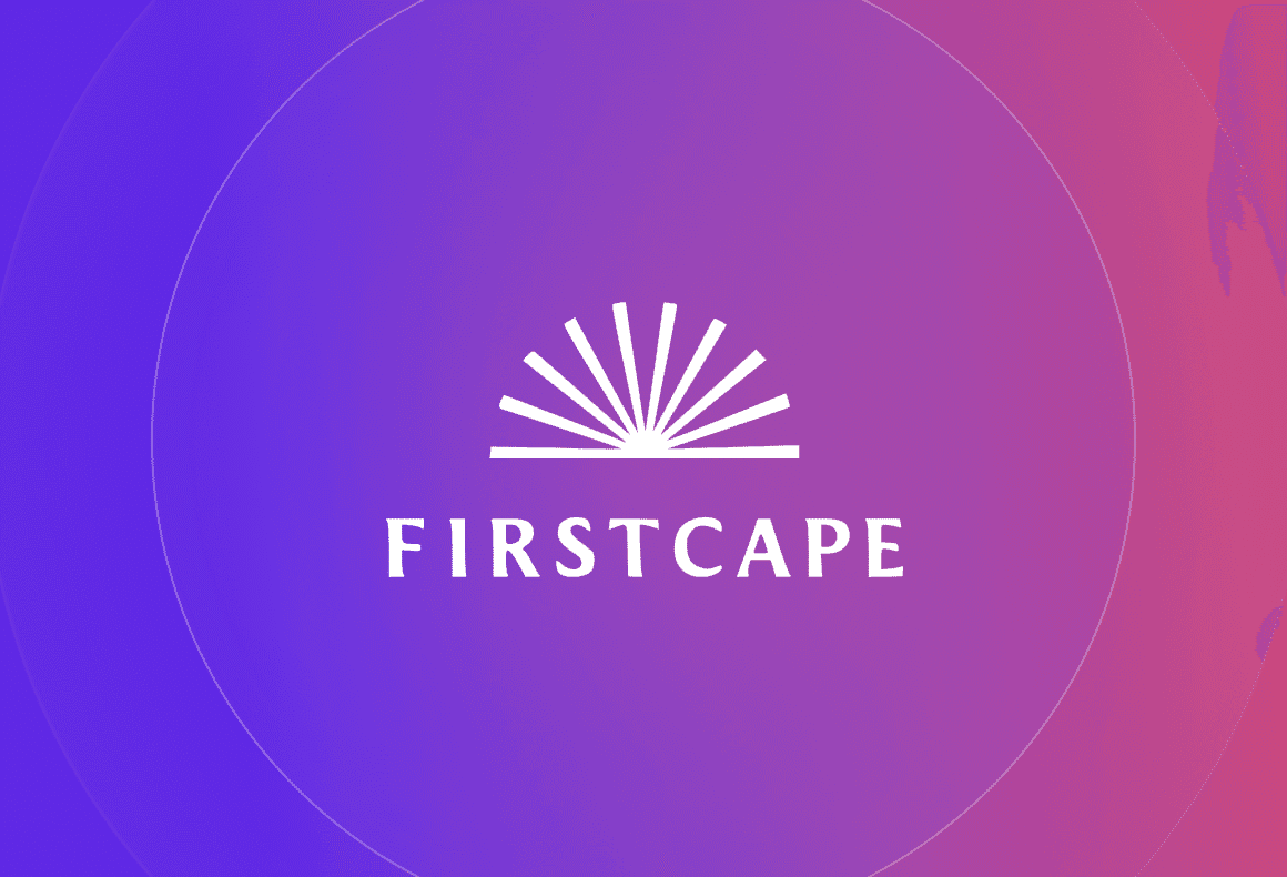 White FirstCape logo on violet background