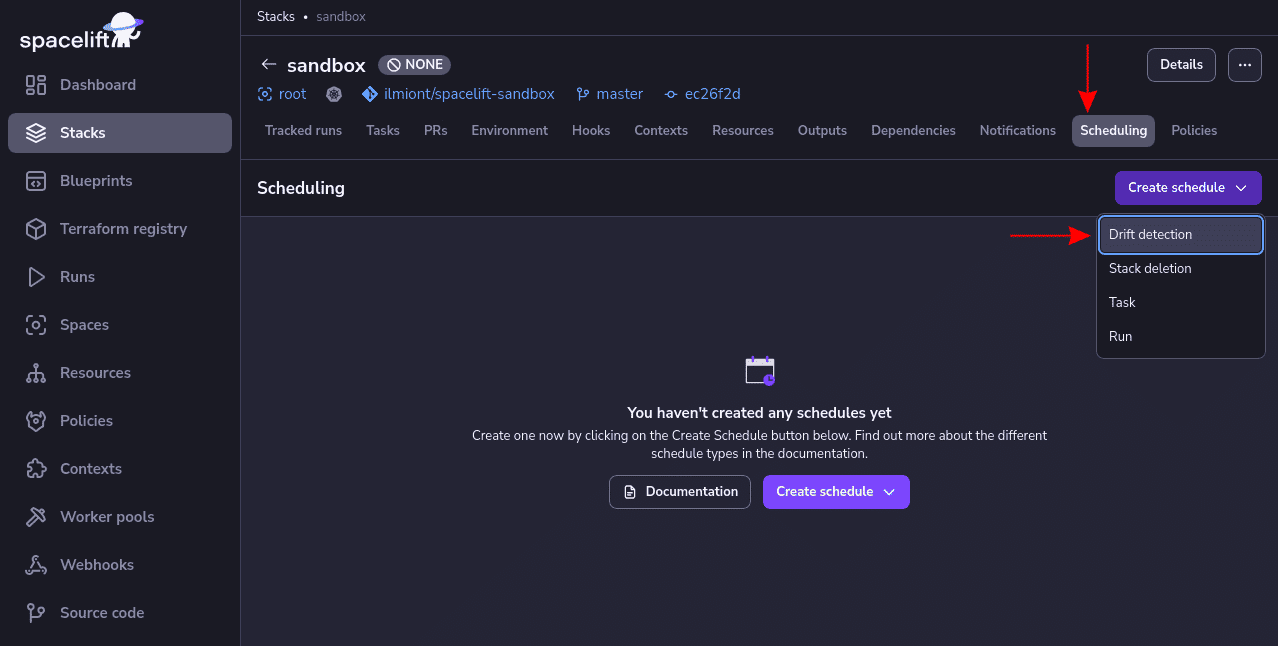 enable spacelift drift