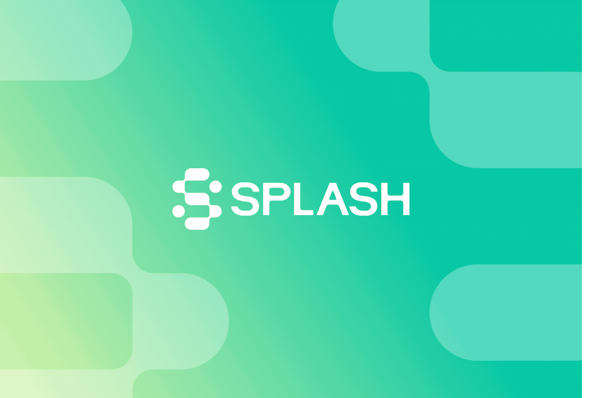 Splash logo on green background