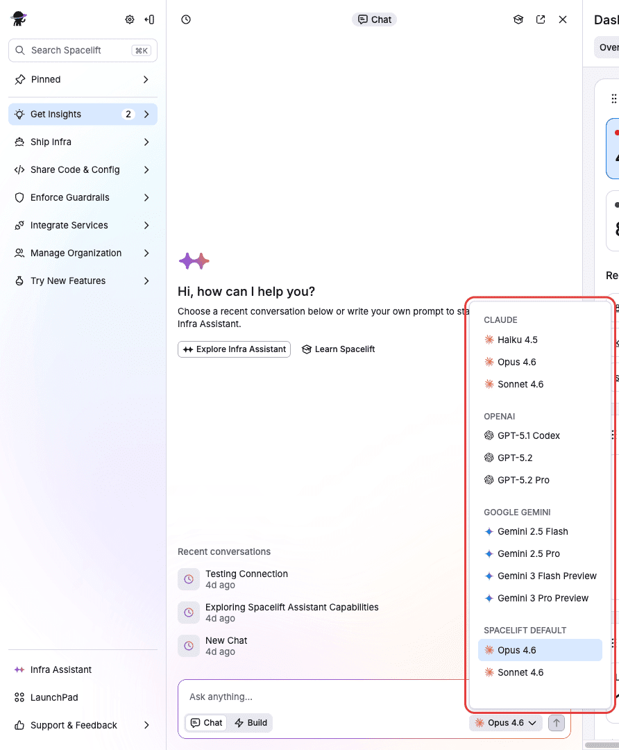 screenshot showing spacelift intelligence integrations