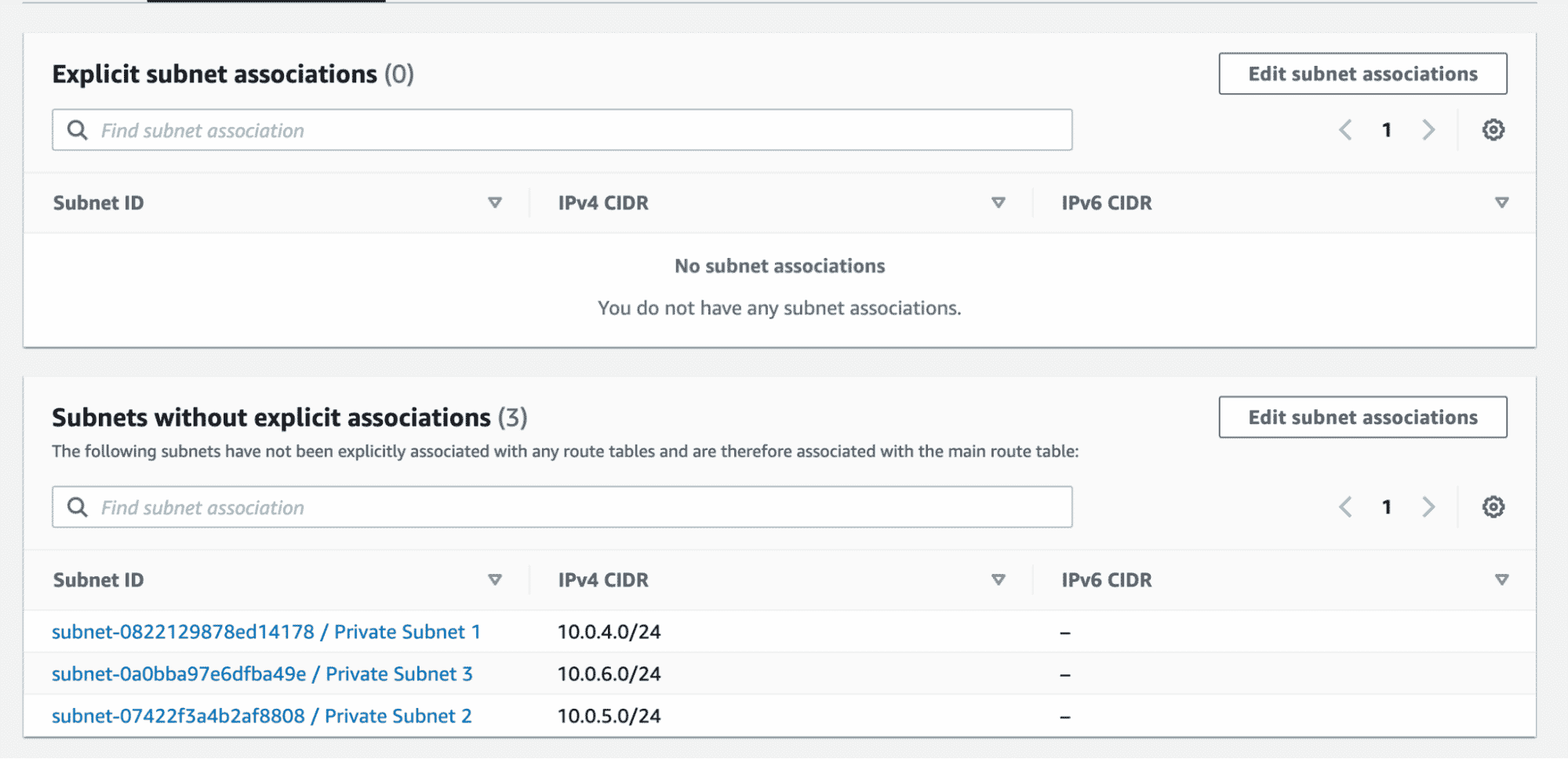 Associating Public Subnets to the Second Route Table