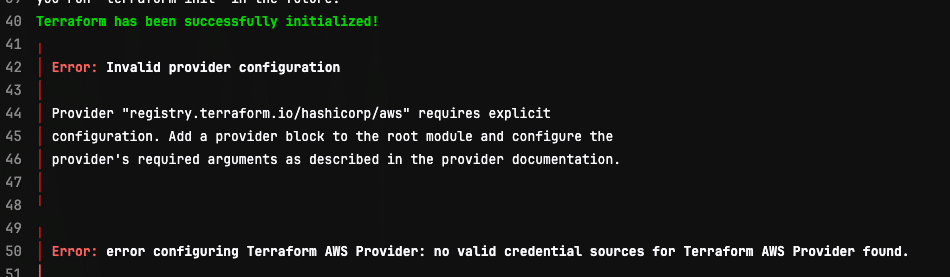 Setup AWS Credentials in GitLab error message
