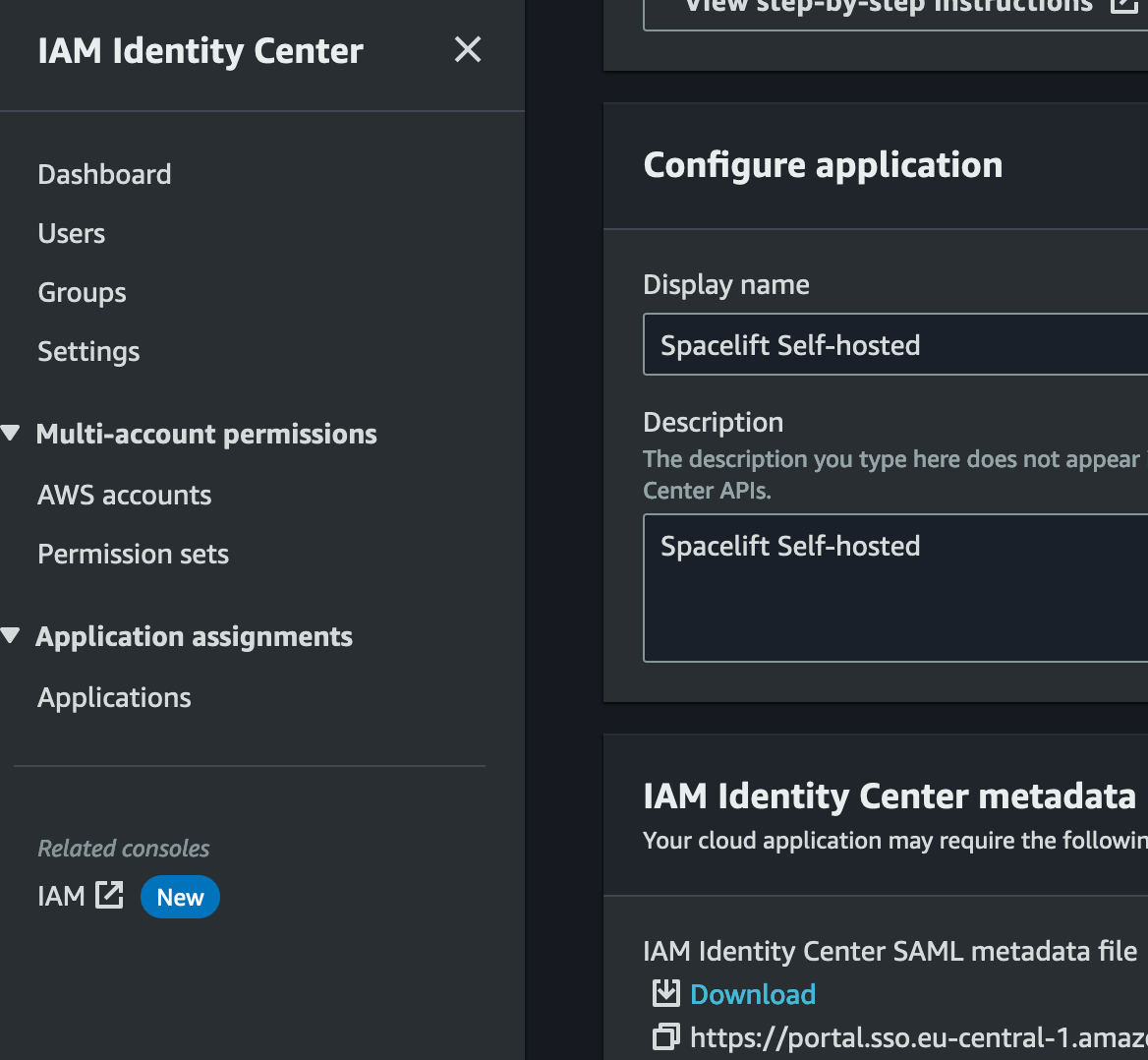 IAM Identity Center metadata
