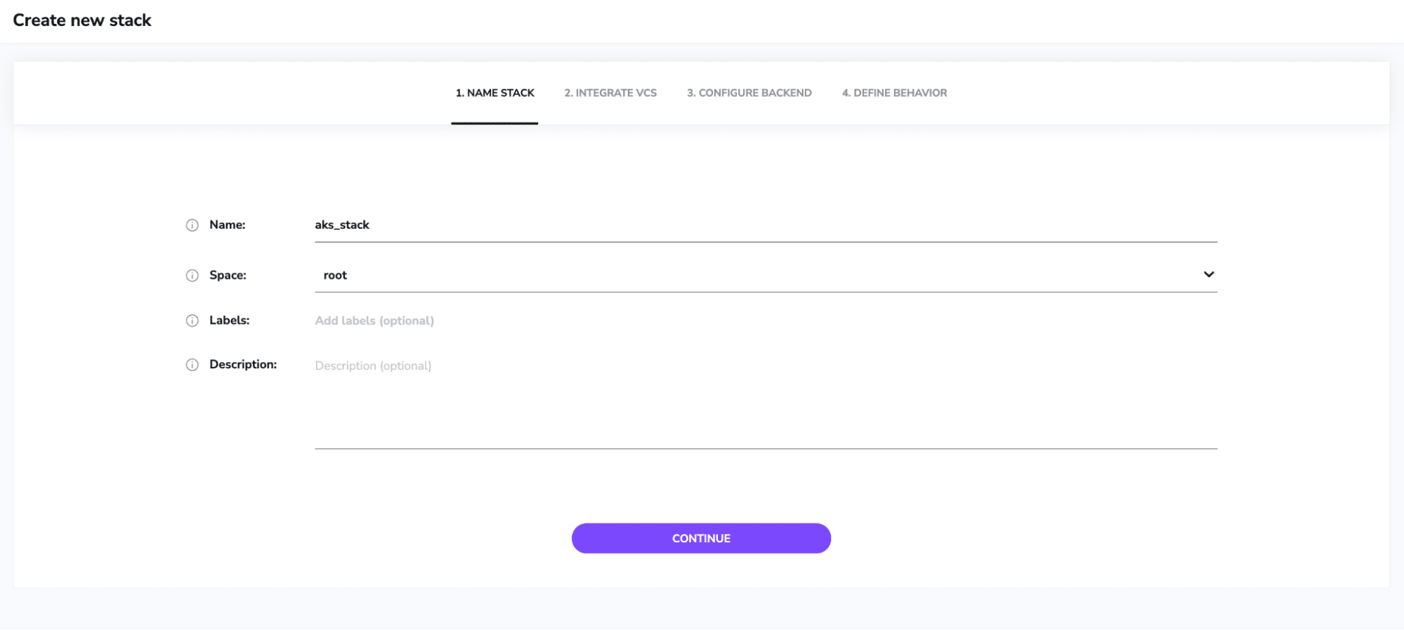 spacelift account - create a new stack