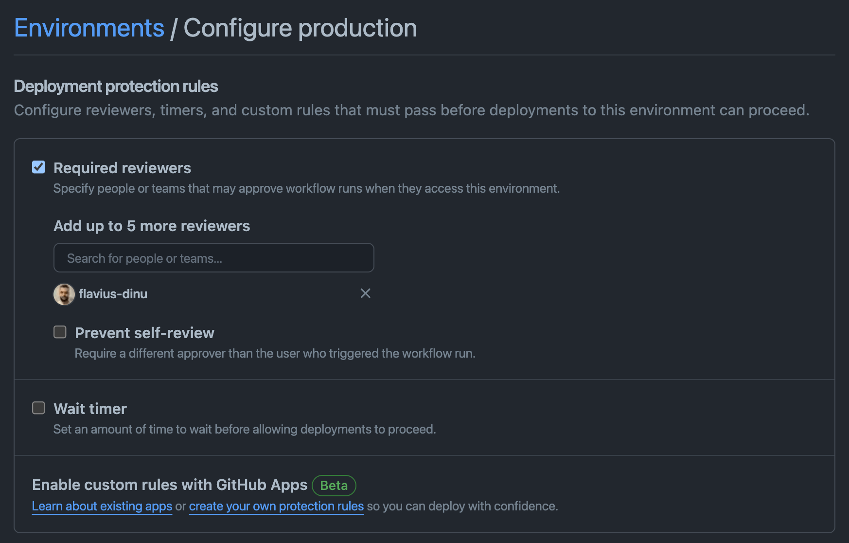 pulumi github actions Required reviewers