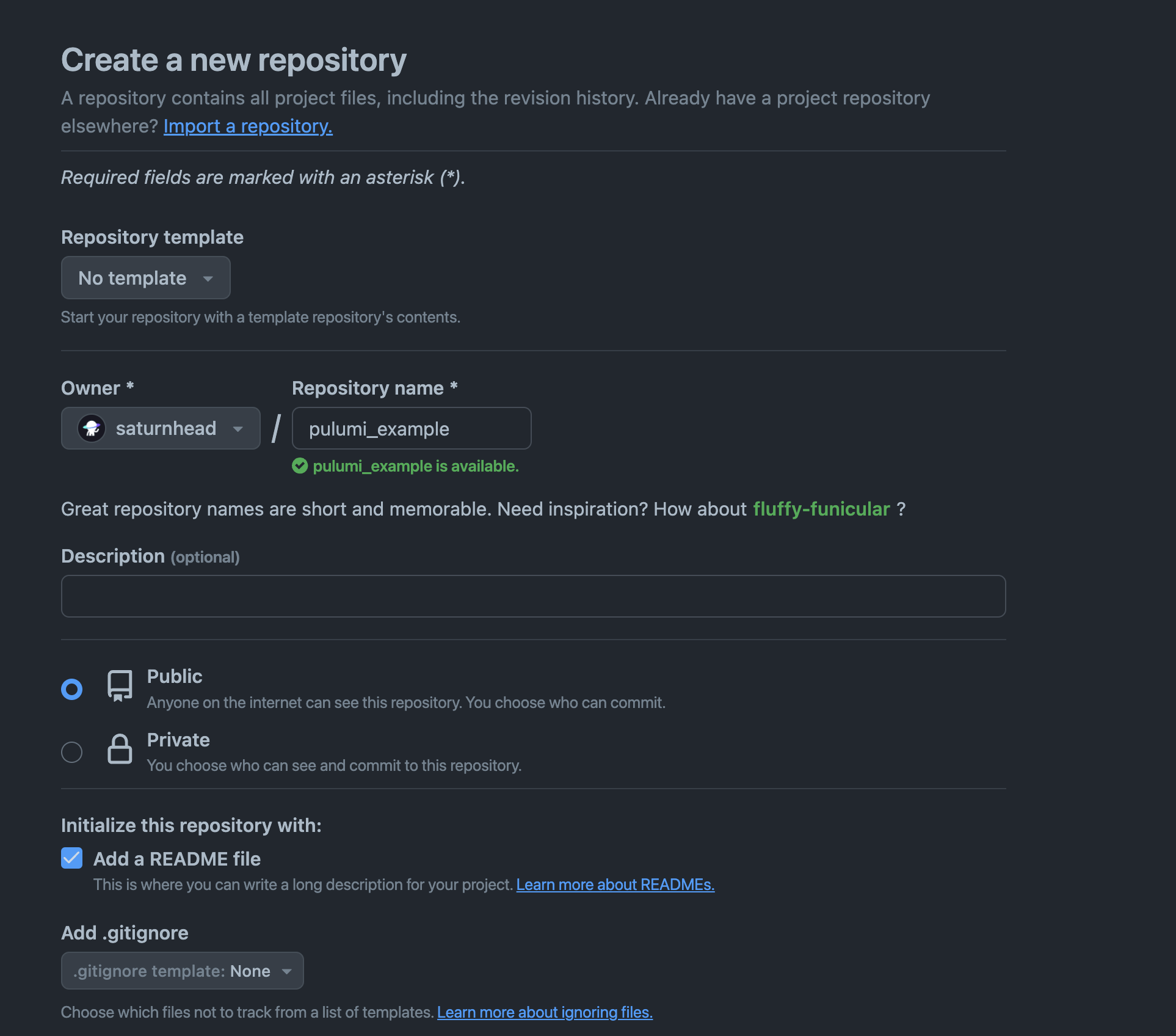 pulumi github actions create a new repository