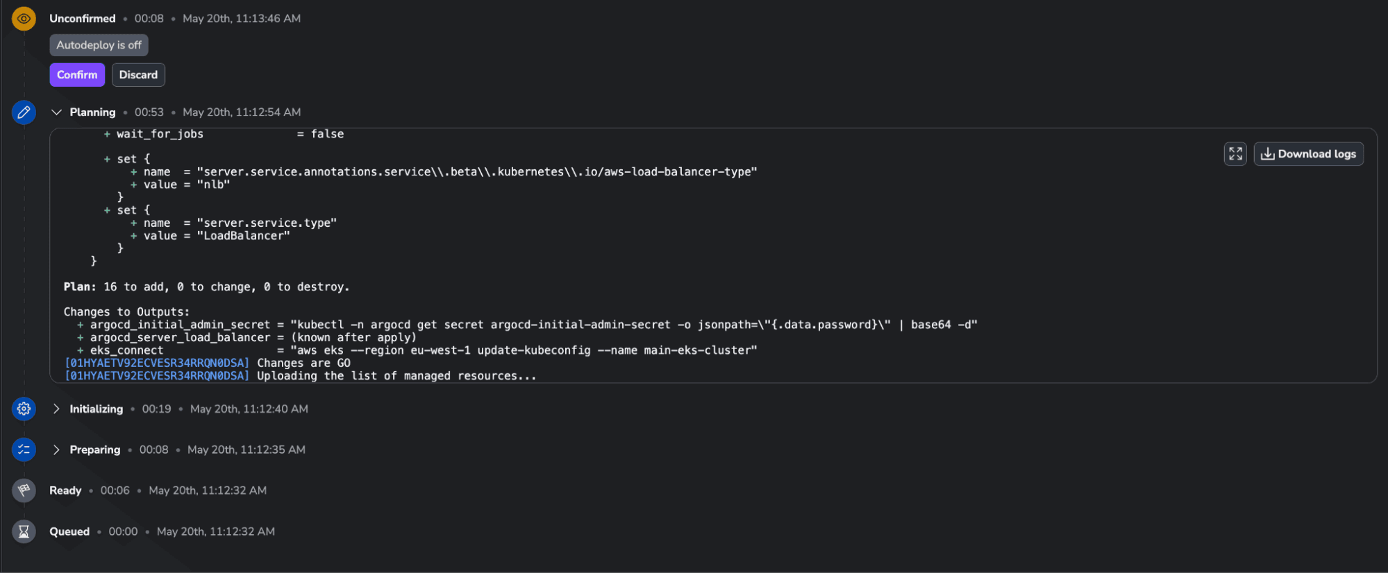 Terraform Kubernetes cluster stack