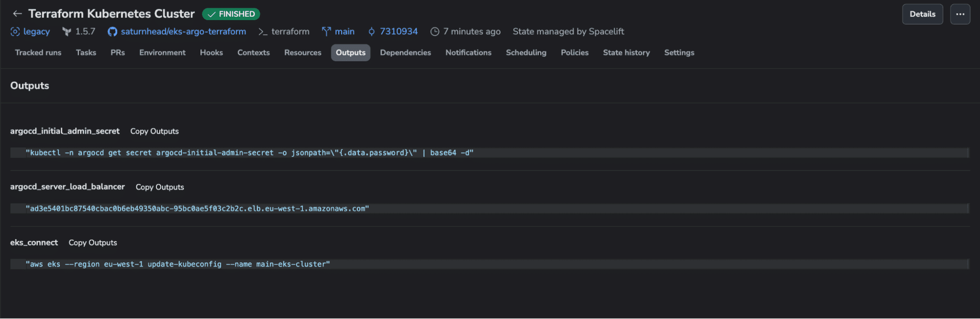 terraform kubernetes cluster output
