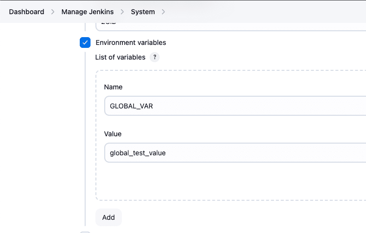 global environment variables jenkins console